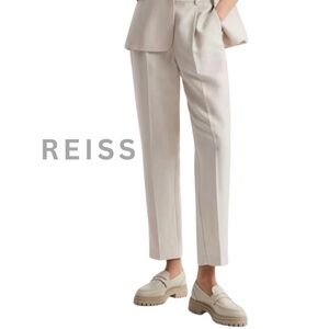 REISS Linen Blend Tailored Trousers Neutral Beige Quiet Luxury Work Pant 4R